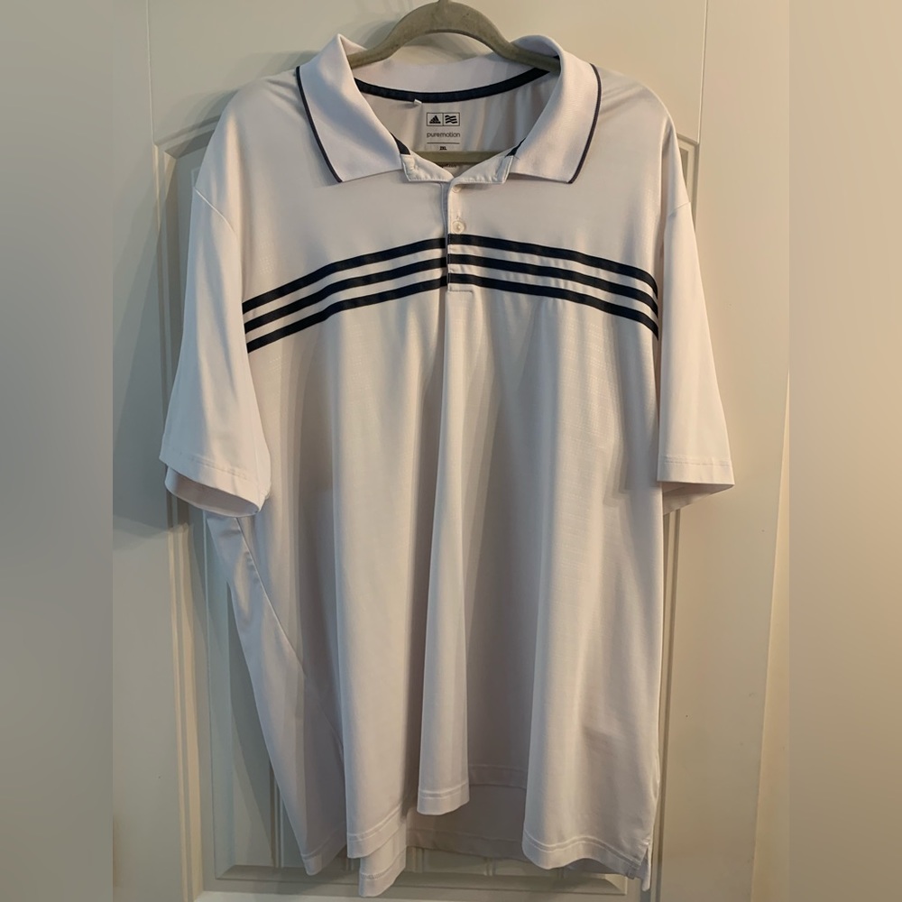 Adidas Puremotion Golf Shirt
Mens Sz 2XL White/Grey
Pre-Owned, Great Shape!